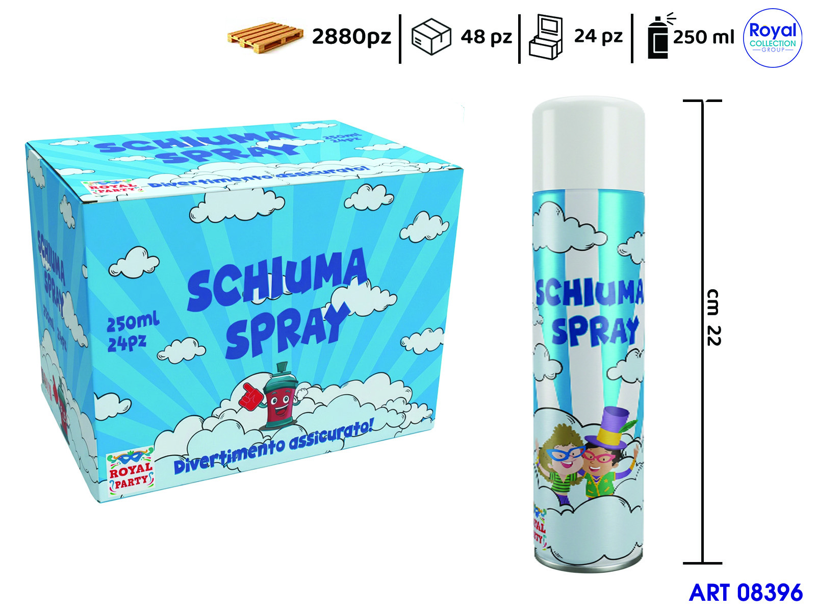 90301  08396 250 Ml Bomboletta Schiuma Display 24 Pz Cm 23