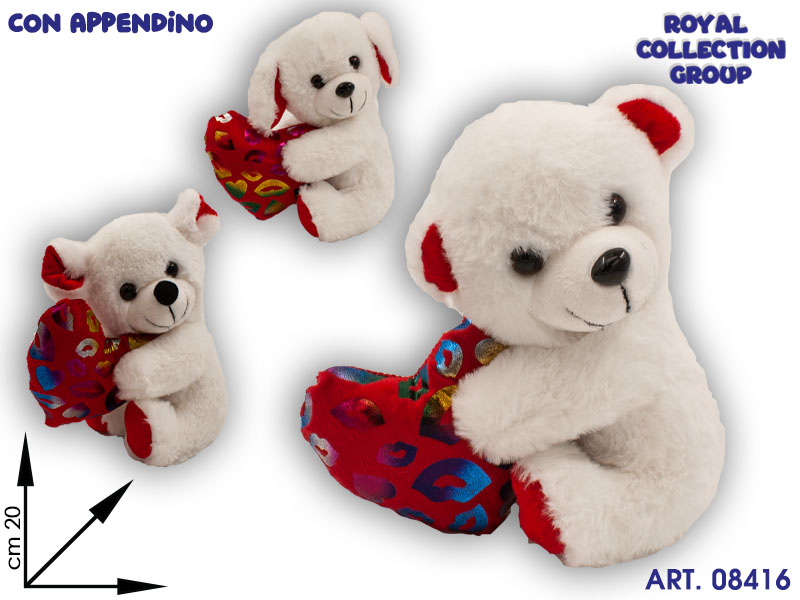 Pl2921 2 Animali Peluche 3 Ass Cuore Cm 20