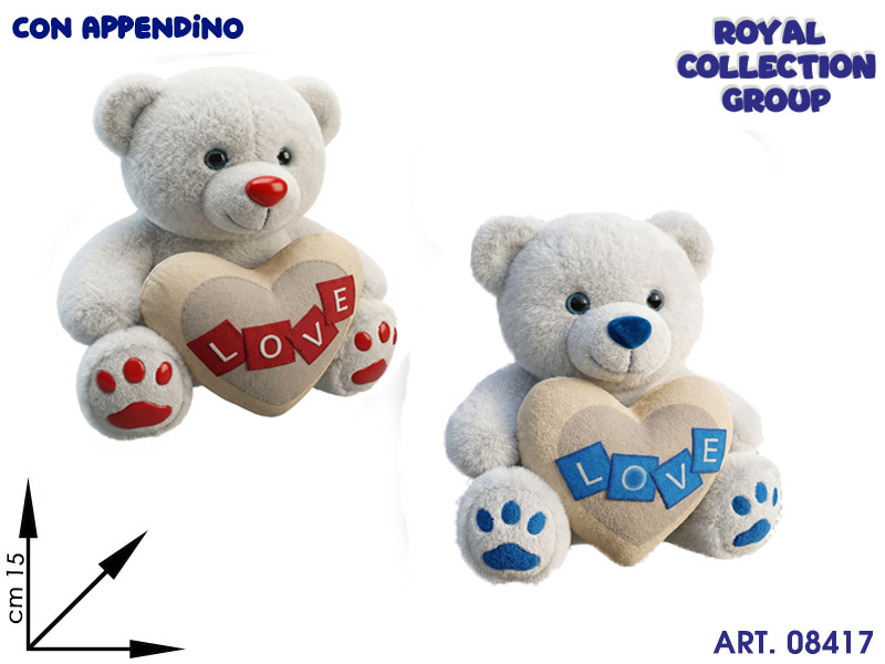 Pl2922 1 Orso Bianco Cuore 2 Ass Cm 15