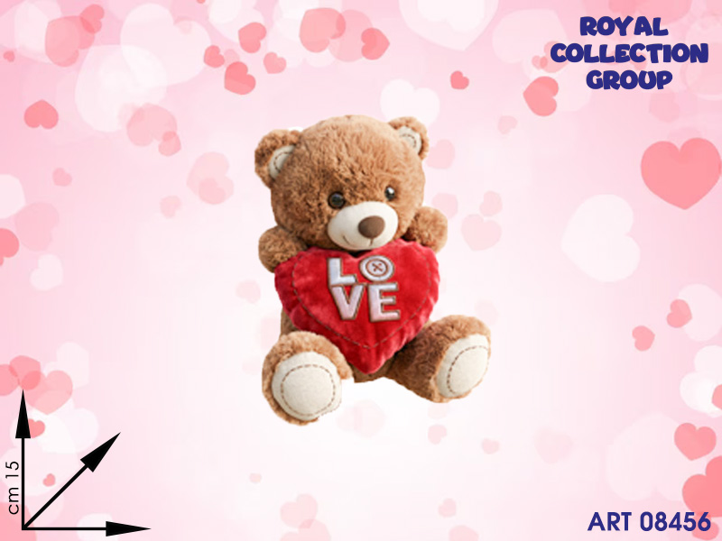 Pl2936 1 Orso Peluche Beige C/cuore Love Cm 15
