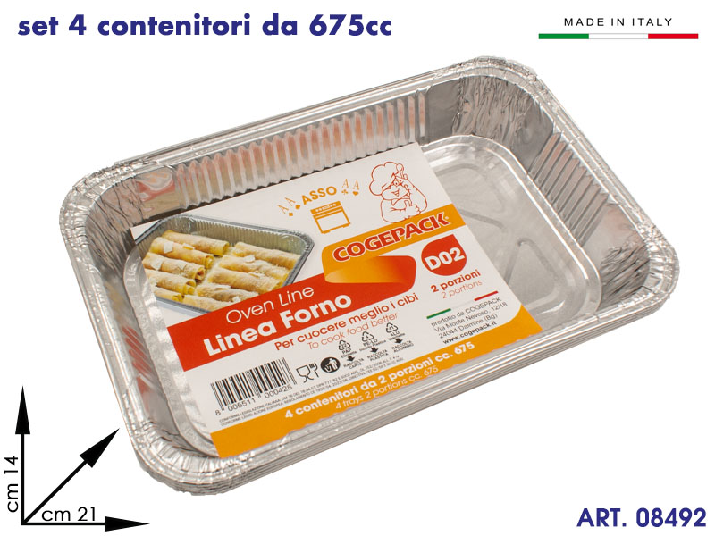 D02 Contenitori Alluminio 2 Pz D2 4/r23  Cm 21x14