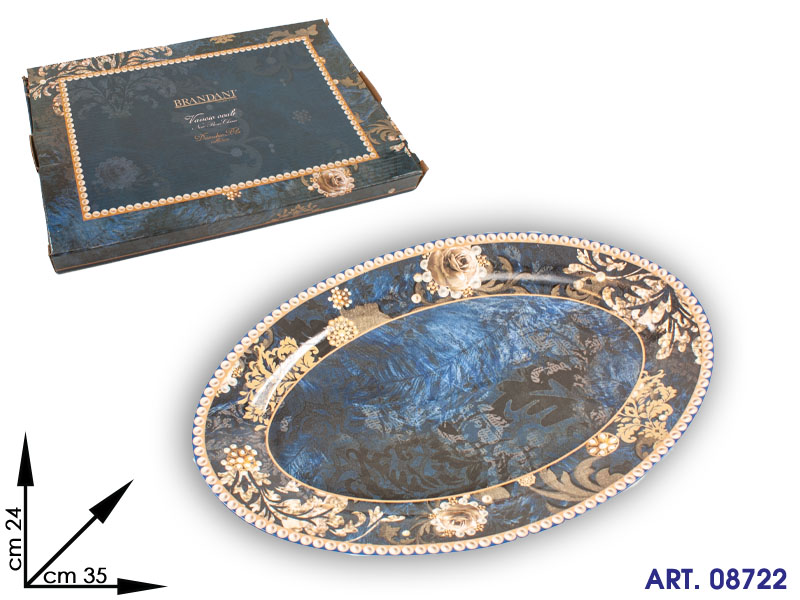 183 52448 Vassoio Danubio Blu New Ceramica Cm 35x24