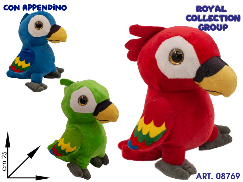 Pl2878 2 Pappagallo Peluche Occhioni Cm 25