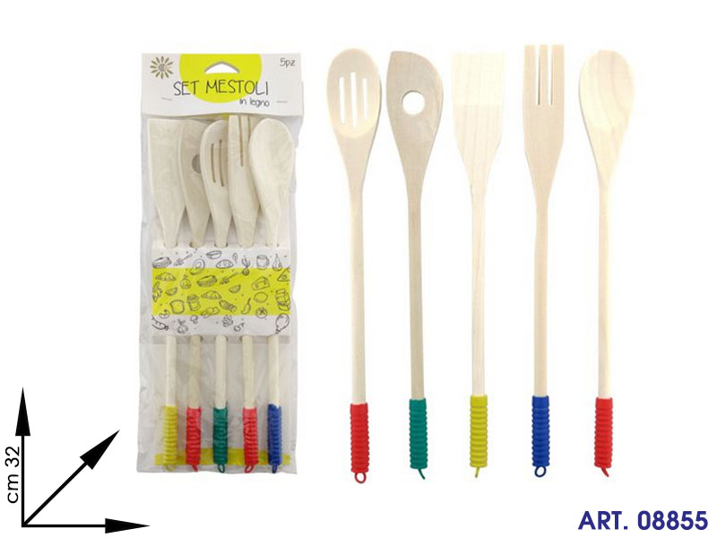 10981 Set Mestoli In Legno Lux 5 Pz  Cm 32
