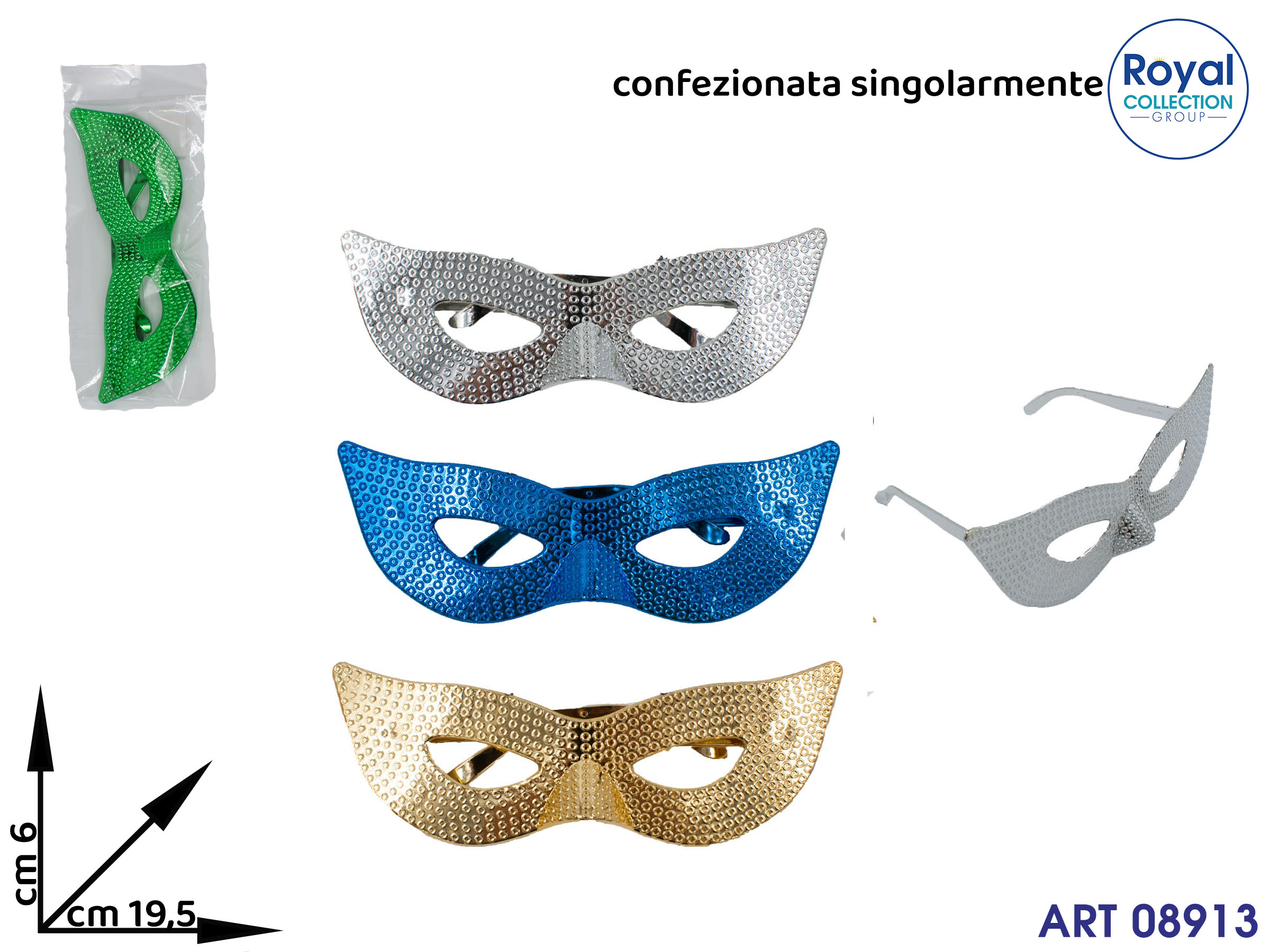 Rf 20200 Maschera Lux Carnevale In Busta Col Ass Cm 20