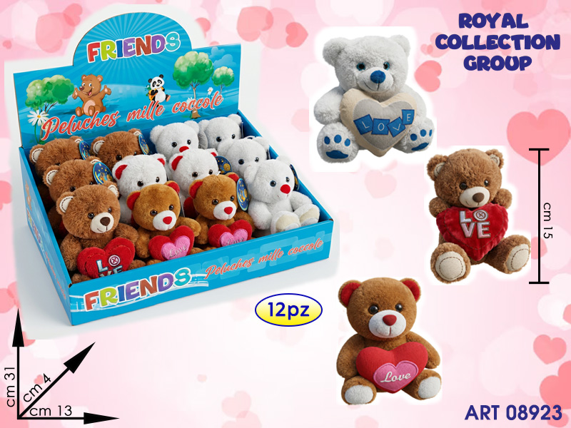 Espositore C/12 Pz Peluche Cuore 08937 08417 08456 Cm 15 Ass