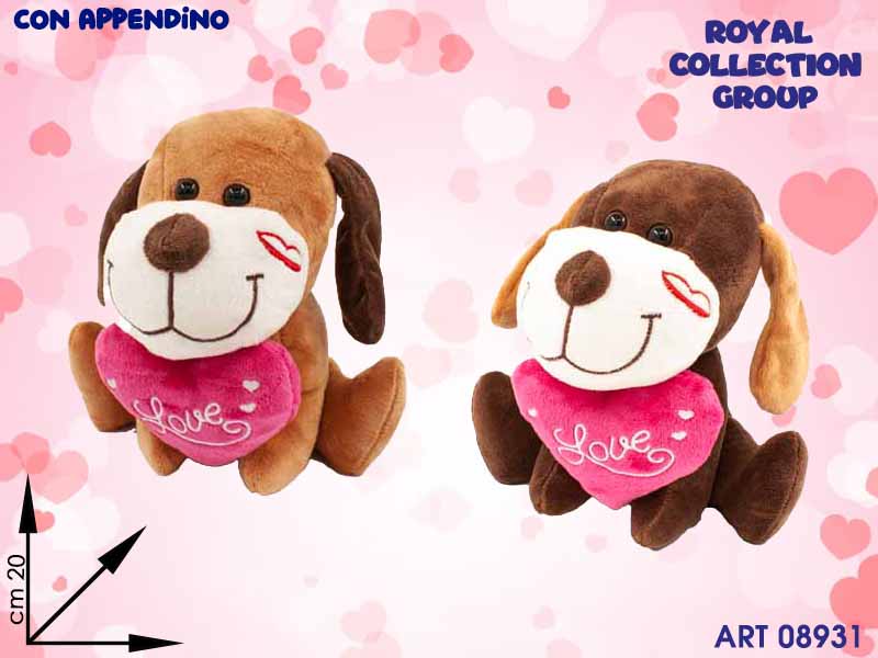 Pl2927-2 Cane C/cuore "love" 2 Ass Cm 20