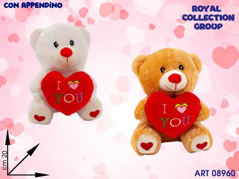 Pl2979-2 Orso Peluche 2 Col "i Love You" Cm 20