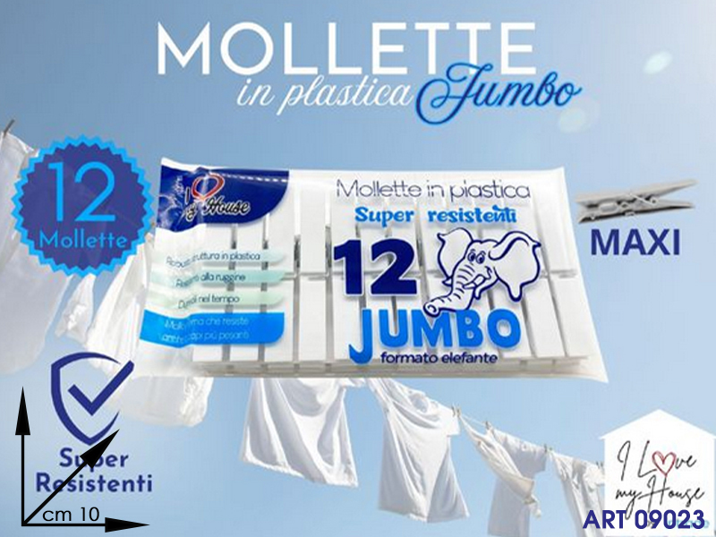 Mollette In Plastica 12 Pz  Cm 10