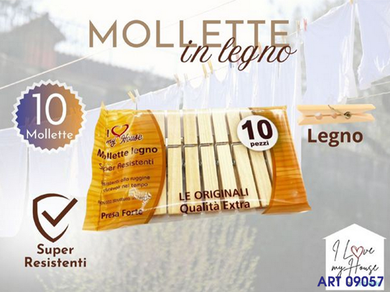 Mollette 10pz Legno Min.12pz  Cm 15.5x10