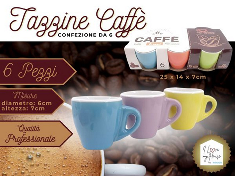 Tazzine Caffe' 6pz Col  Cm 25x13