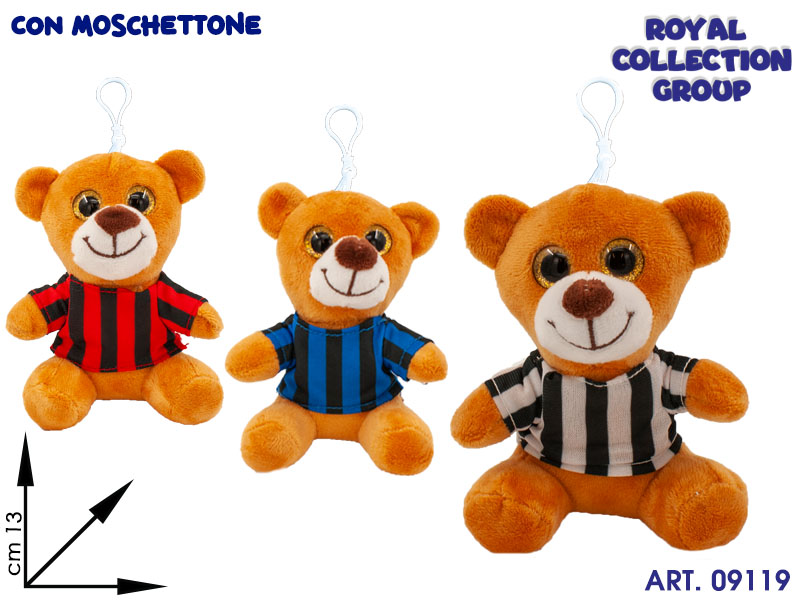 Pl2975 13 Orso Peluche Shirt C/moschettone  3 Ass Cm 13