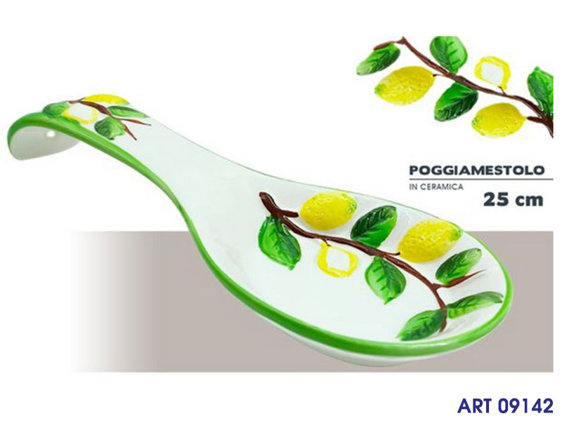 Poggia Mestolo Limone In  Ceramica Cm 24x9