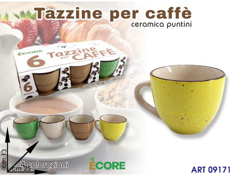 Tazzine Caffe' 6pz Col Puntini  Cm 25x13