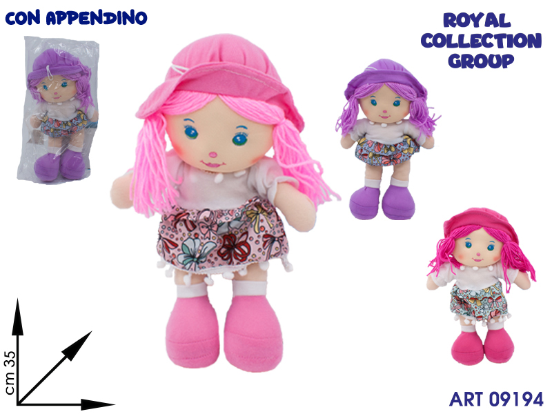 K2221 K5900582  Bambola Pezza Fiocchi Col Ass 14''  Cm 35