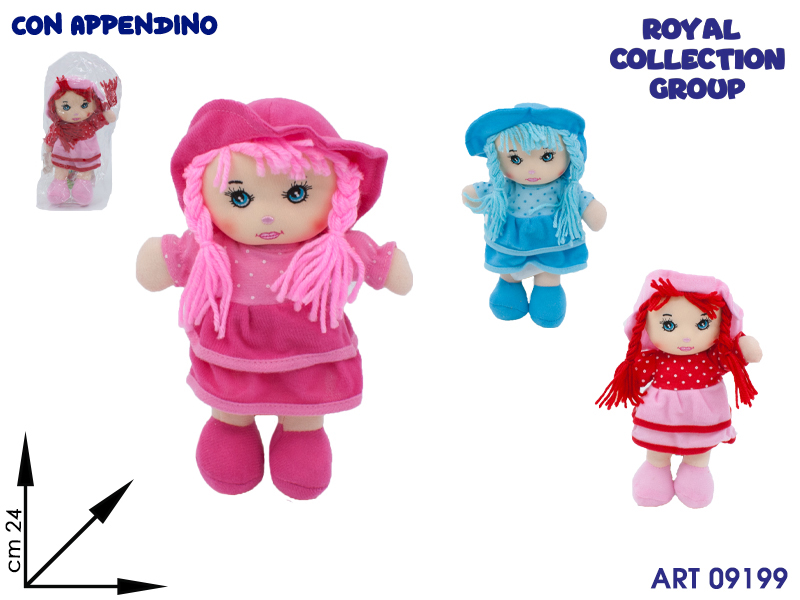 K2222 K5900609  Bambola Pezza A Pois Col Ass  10''  Cm 24