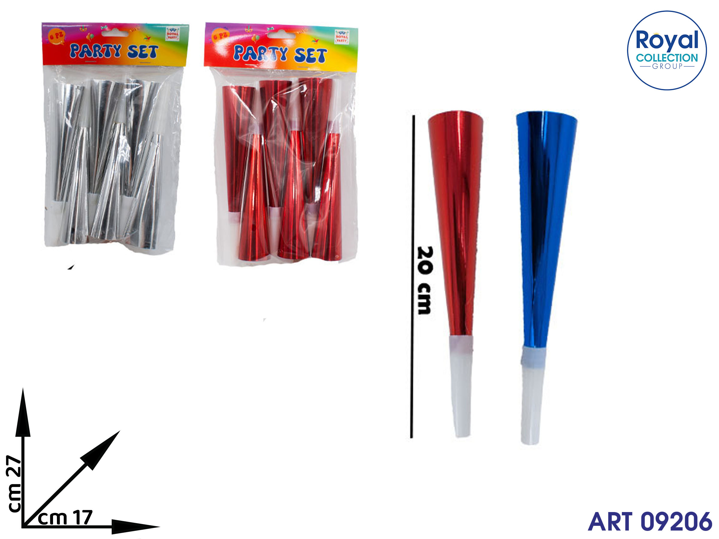 Rf 1018 Confezione 6 Trombette Col Ass Cm 20