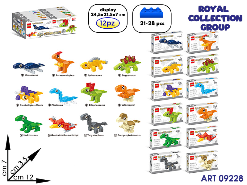 1006a Building Dinosauri 12 Ass Cm 12x7 Display 12 Pz