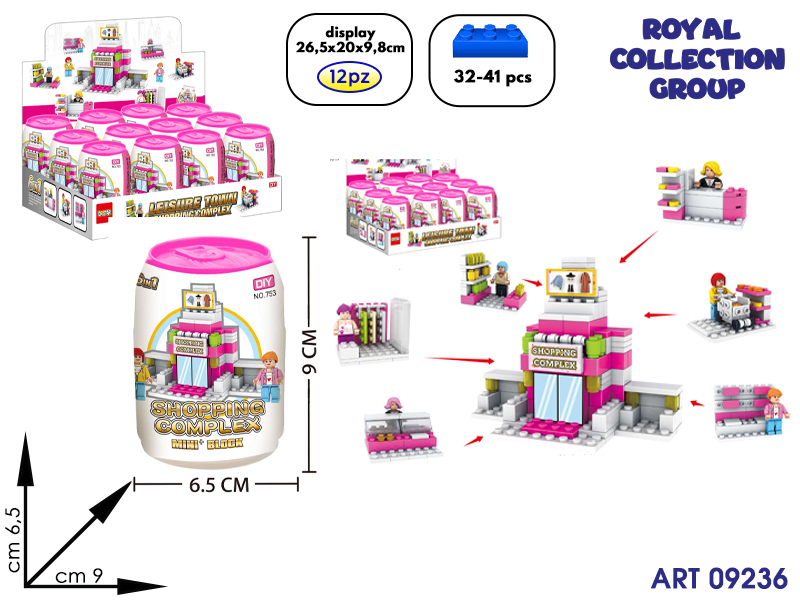753 Building 6in1 Shopping Complex Cm 9x6 Display 12pz