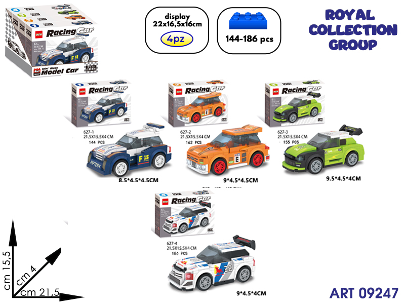 627  Building Racing Car  4in1 Ass  Cm 21.5x15.5 Display 4pz