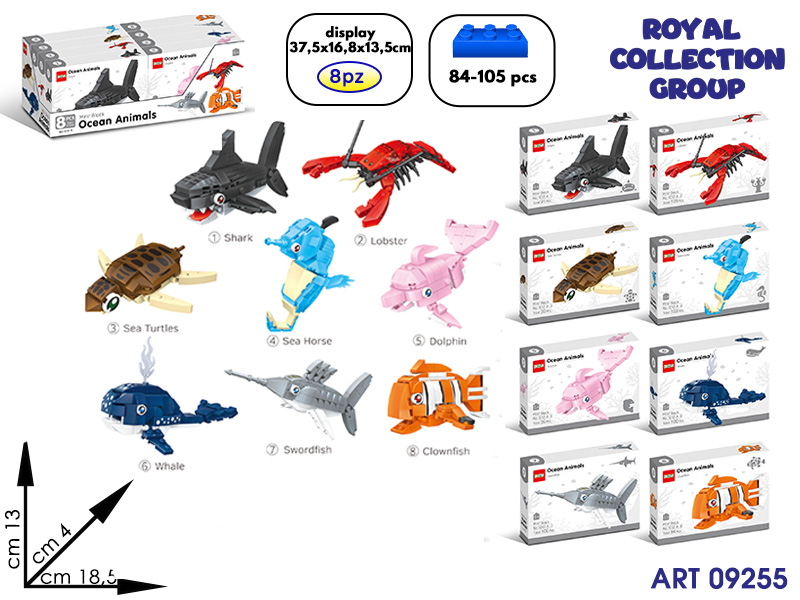 1012a Building Ocean Animal 8in1 Cm 18.5x13 Display 8pz