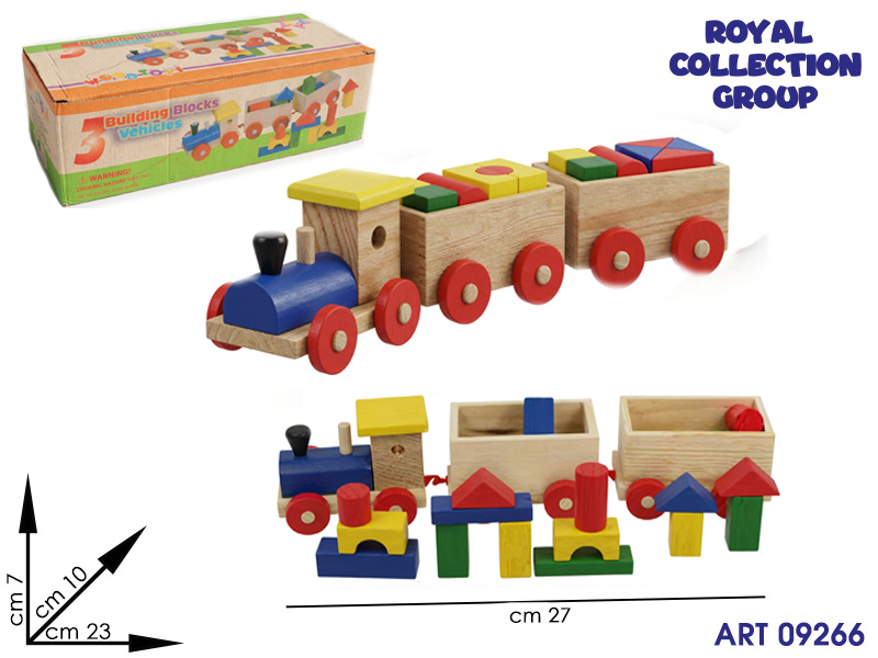 K3003104 Building Treno In Legno Cm 23x10