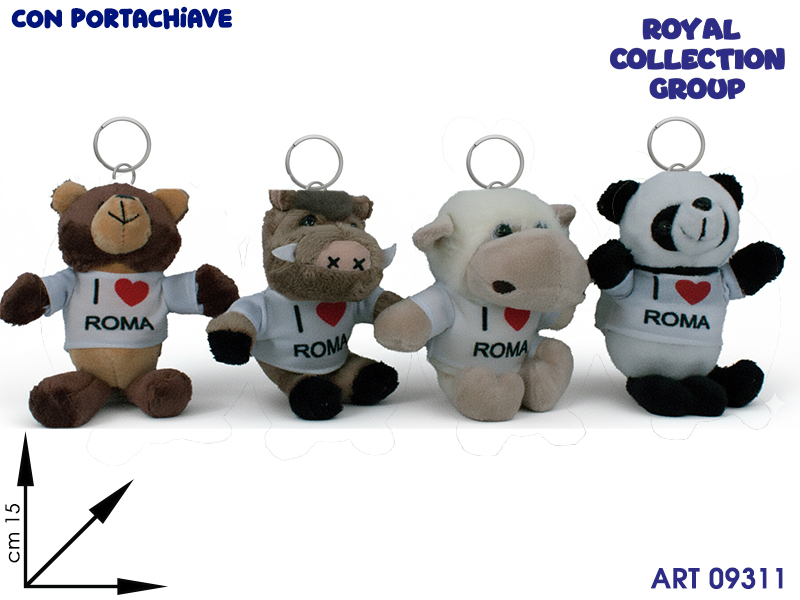 Pl3010ws Peluche T-shirt Love Roma  C/pchiave Cm 15
