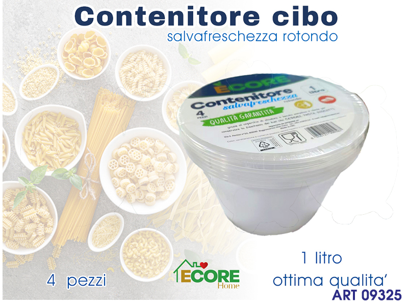 Contenitori 4 Pz Plastica Rotonda  Cm 15x8.5