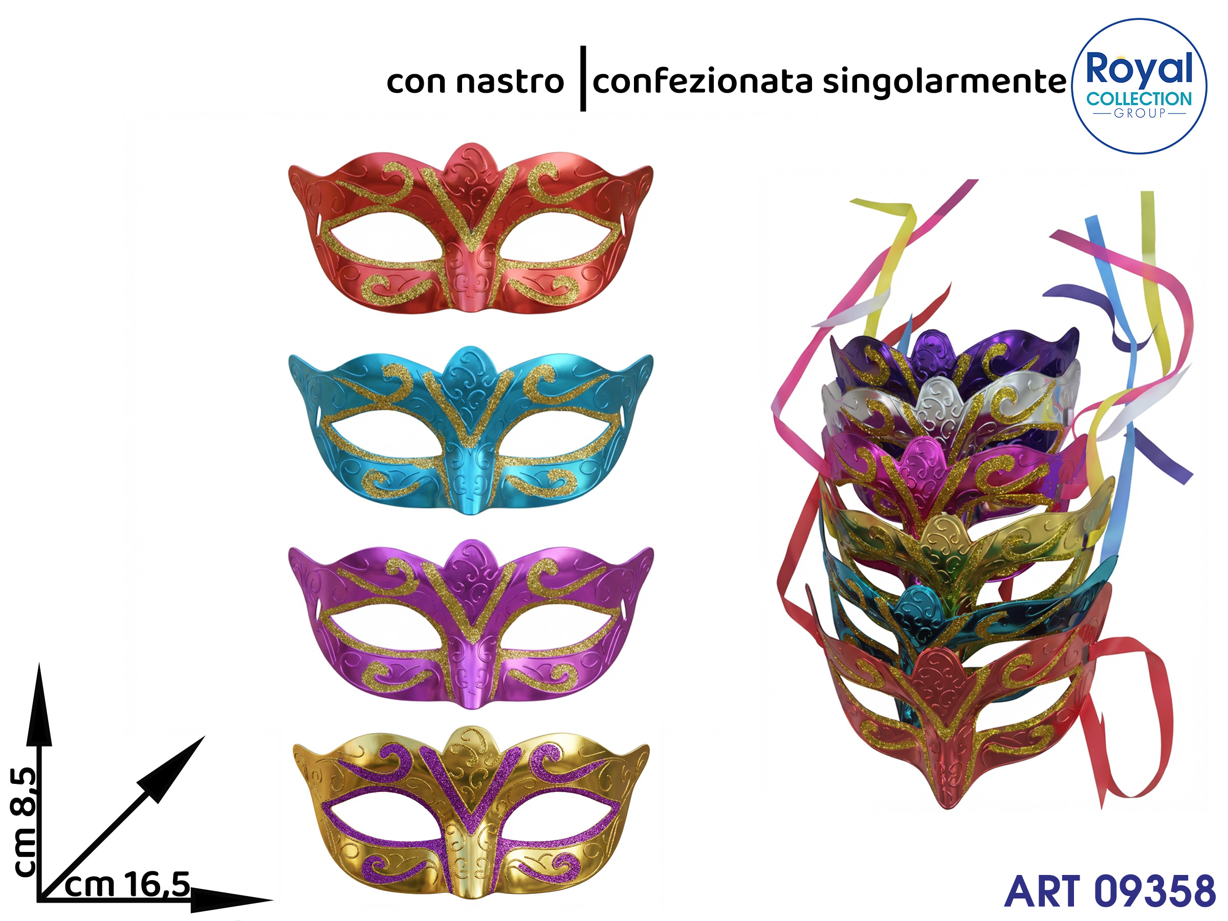 Maschera Carnevale Lux Col Ass