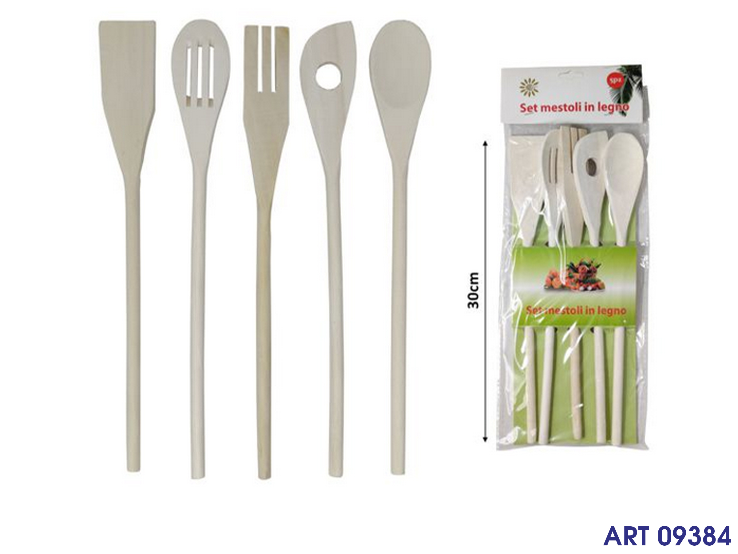 10956 Set Mestoli In Legno 5 Pz  Cm 37