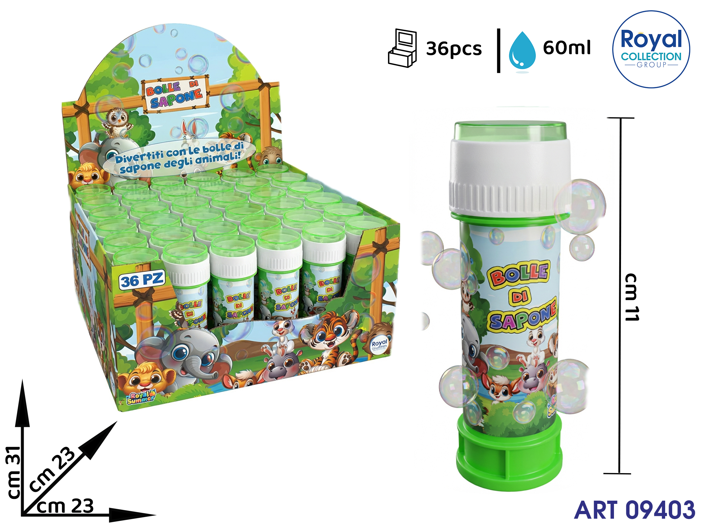 5588-6d Bolle Di Sapone 60 Ml Animali  Display 36 Pz