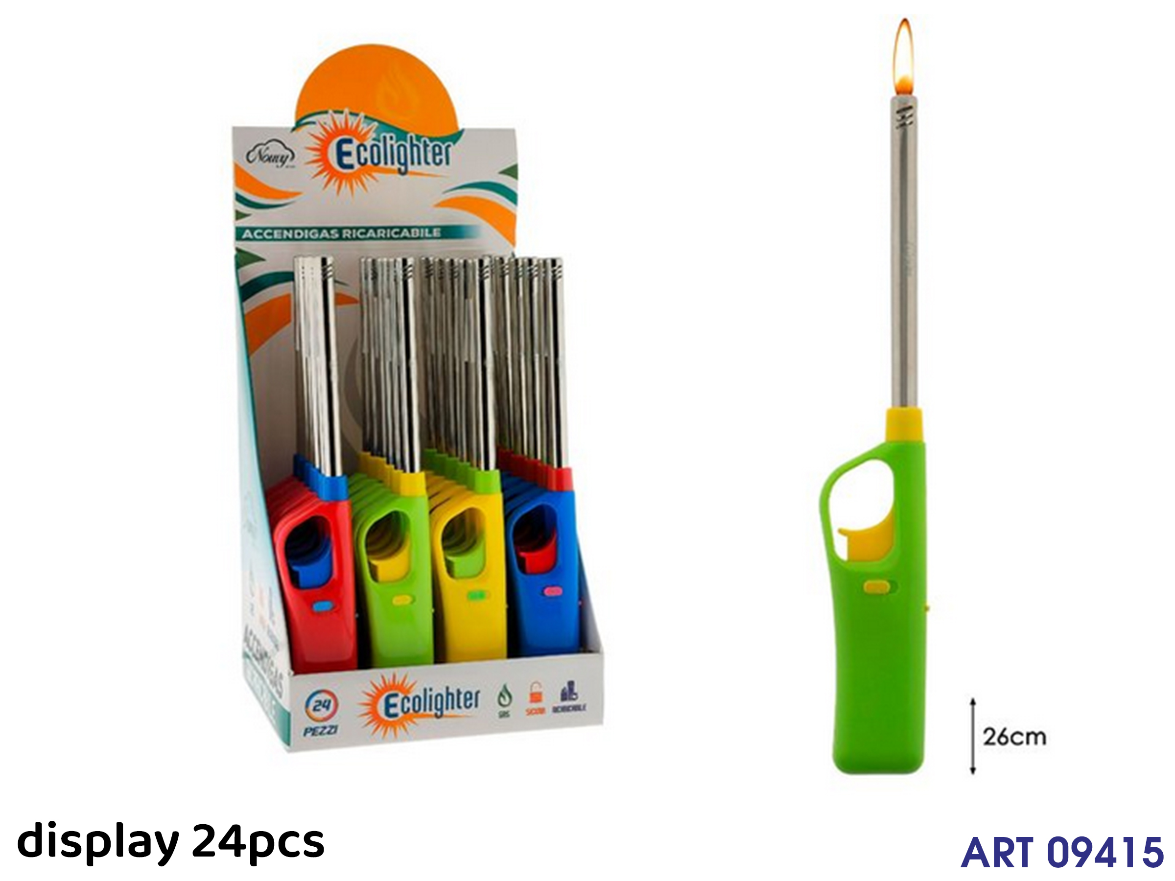 6411172 Accendigas Col Ass Cm 25 Display 24 Pz
