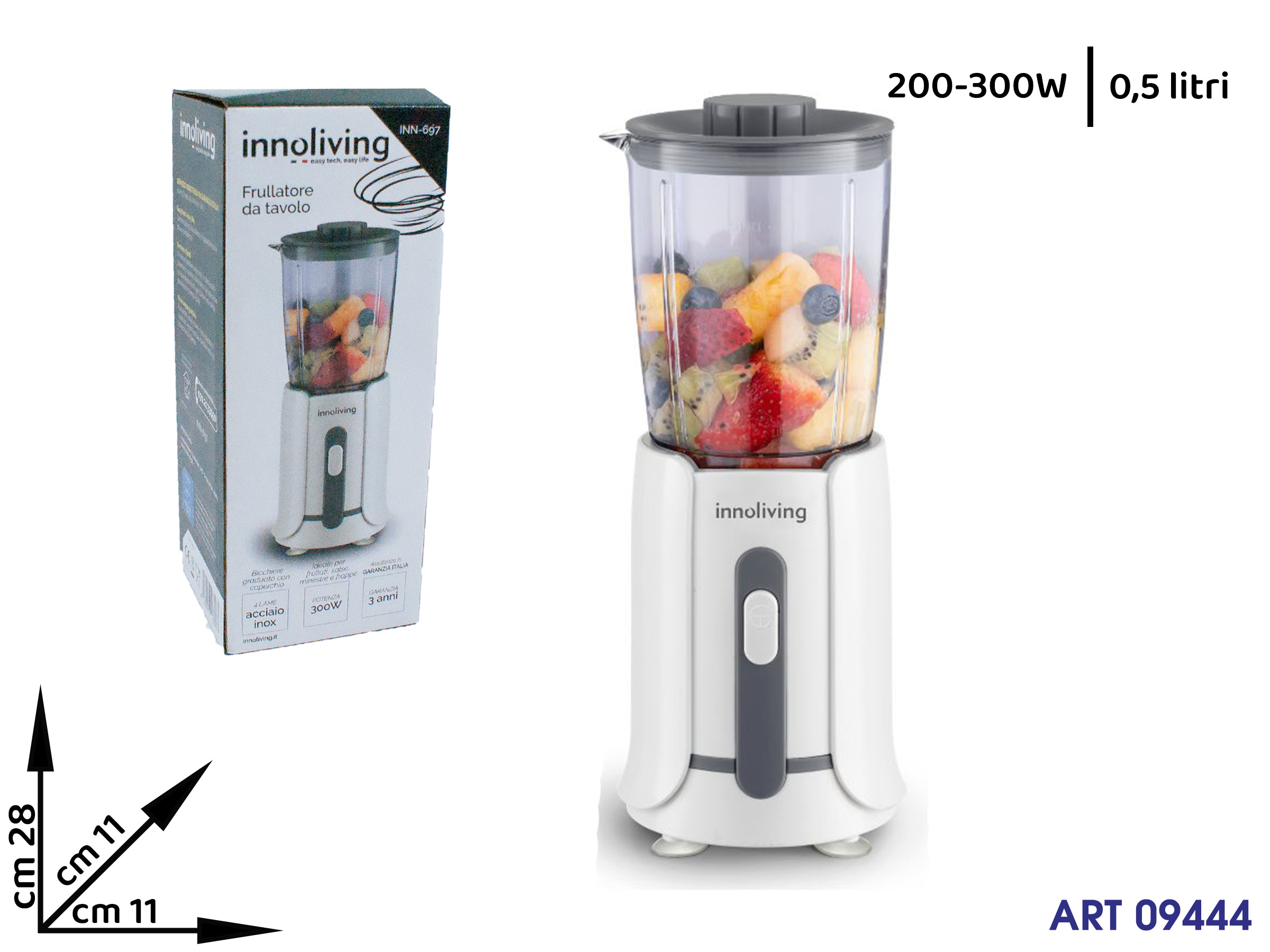 Inn-697 Frullatore Da Tavolo 05lt  Cm 28x11