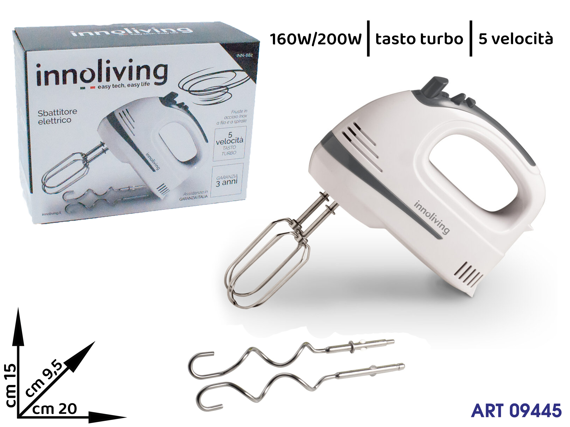 Inn-882 Sbattitore Elettrico 160-200w Cm 20x15