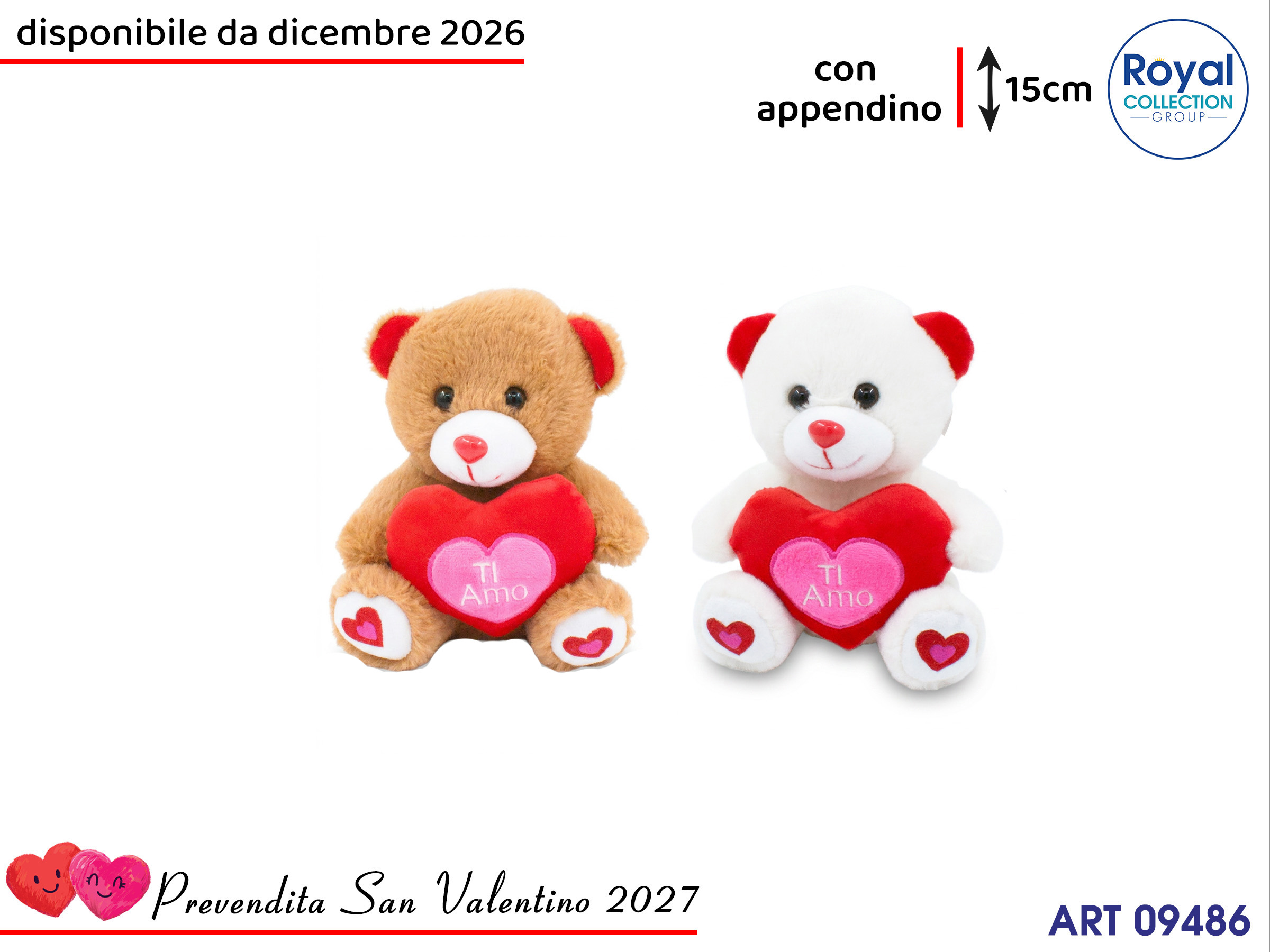 Pl2919 1 Orso Peluche 2 Ass Love Cm 15