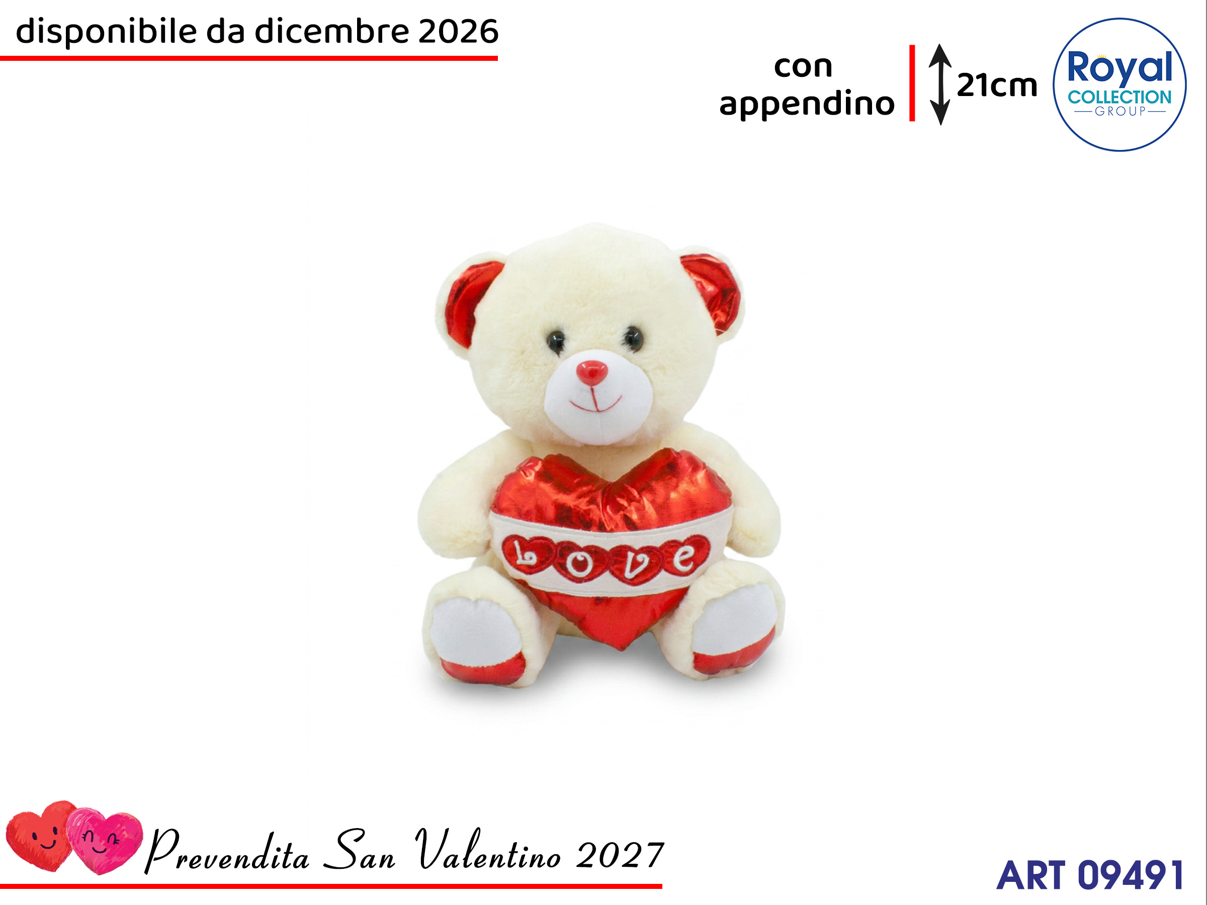 Pl3046 2 Orso Peluche Love  Cm 21