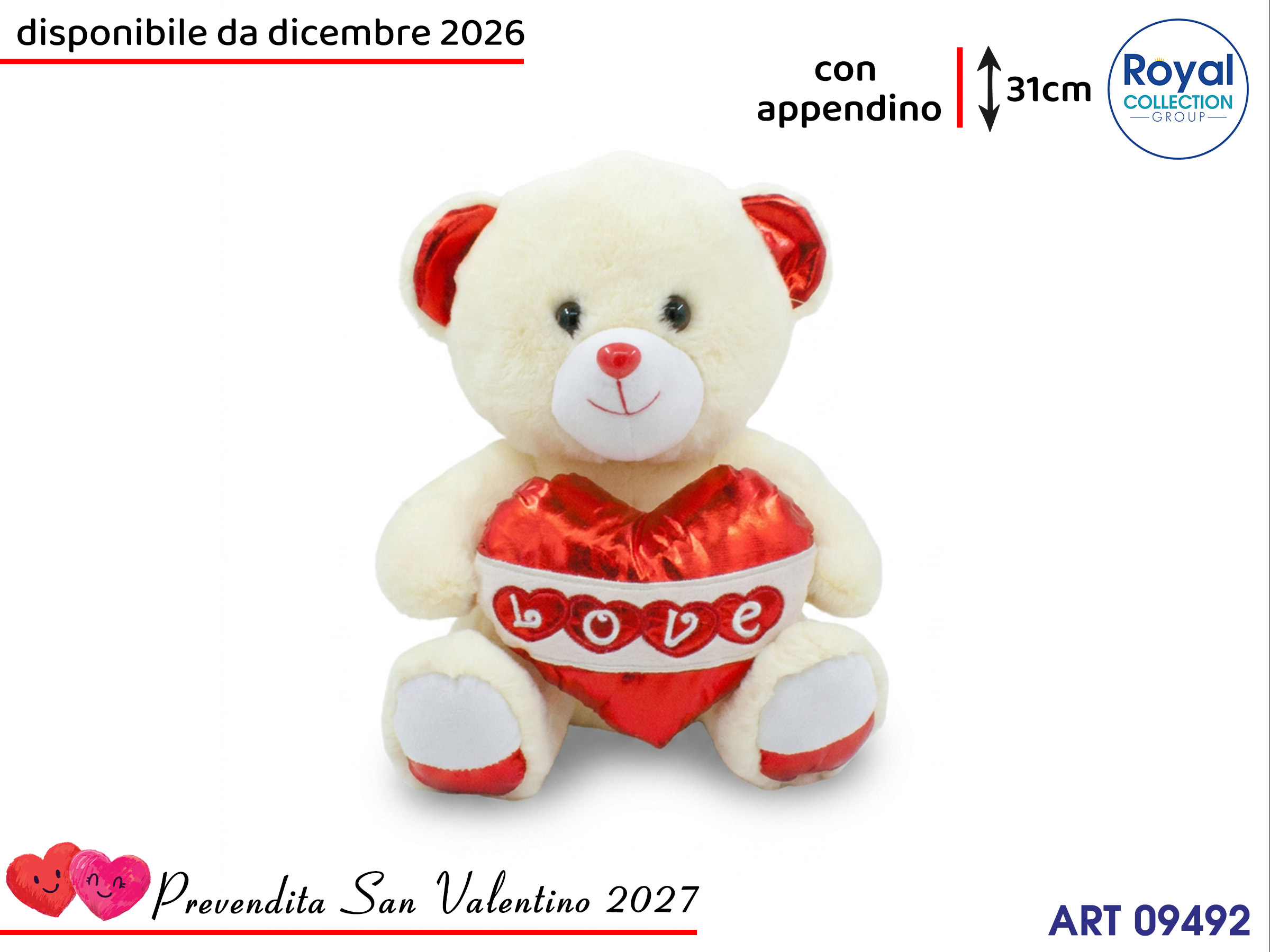 Pl3046 3 Orso Peluche Love  Cm 31