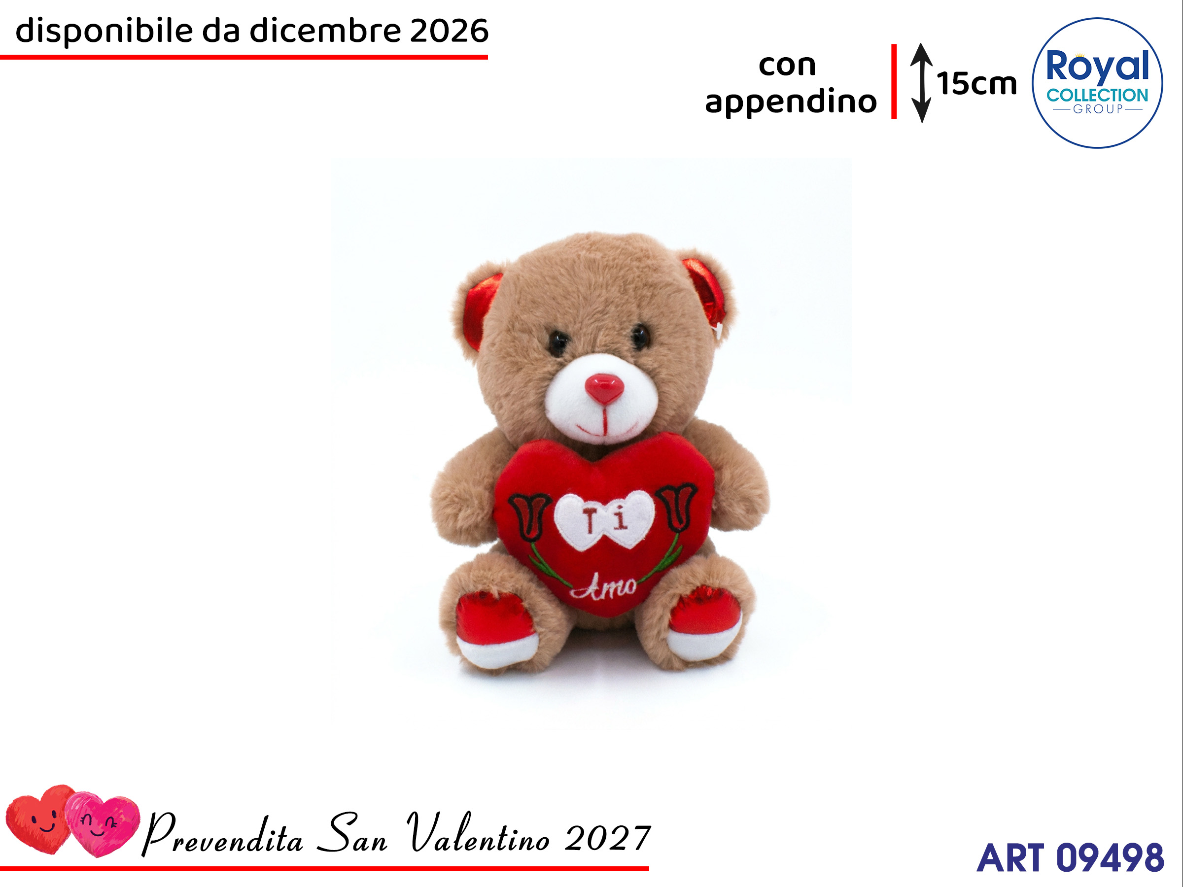 Pl3048 1 Orso Peluche Ti Amo  Cm 15