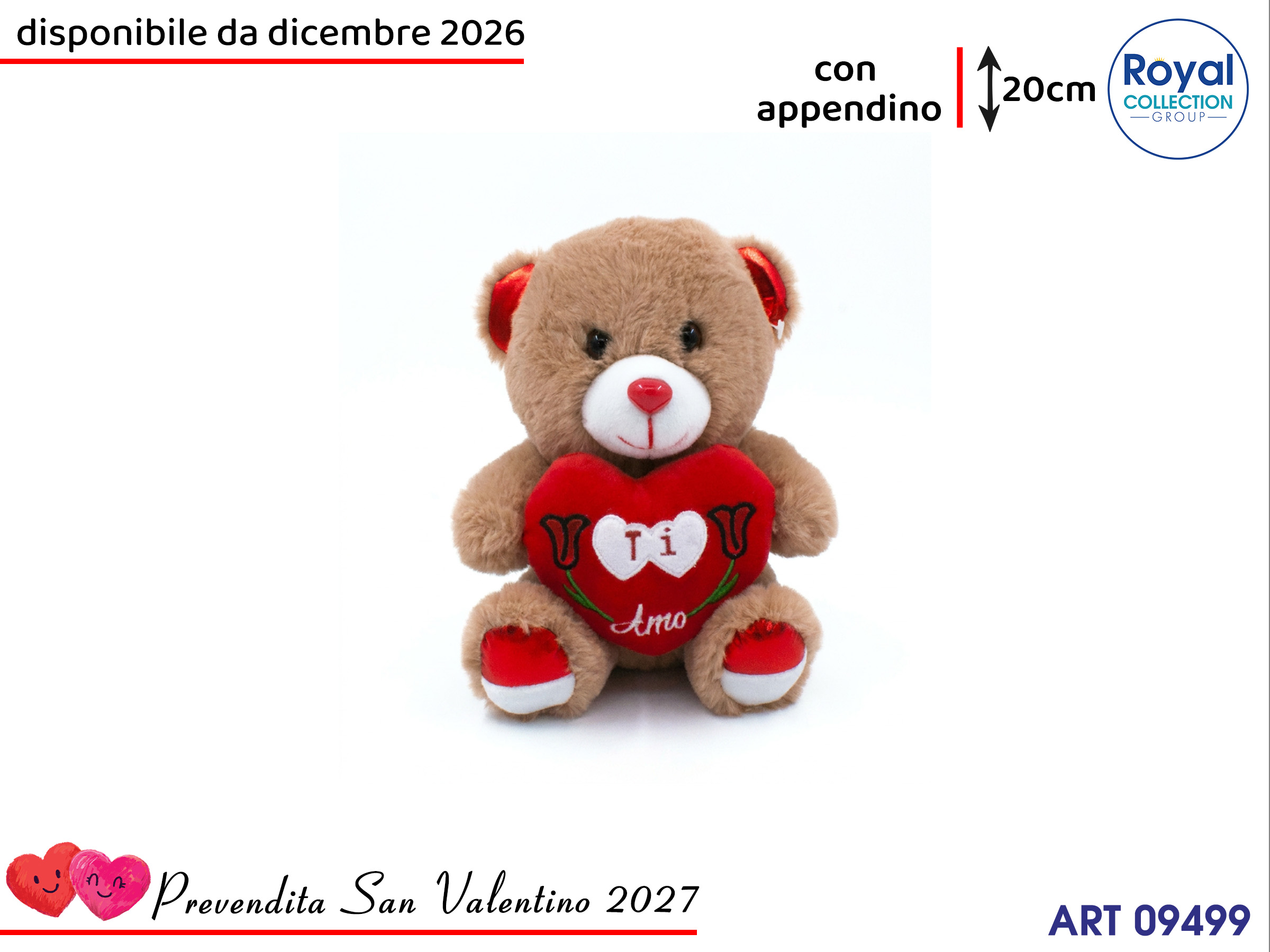 Pl3048 2 Orso Peluche Ti Amo  Cm 20