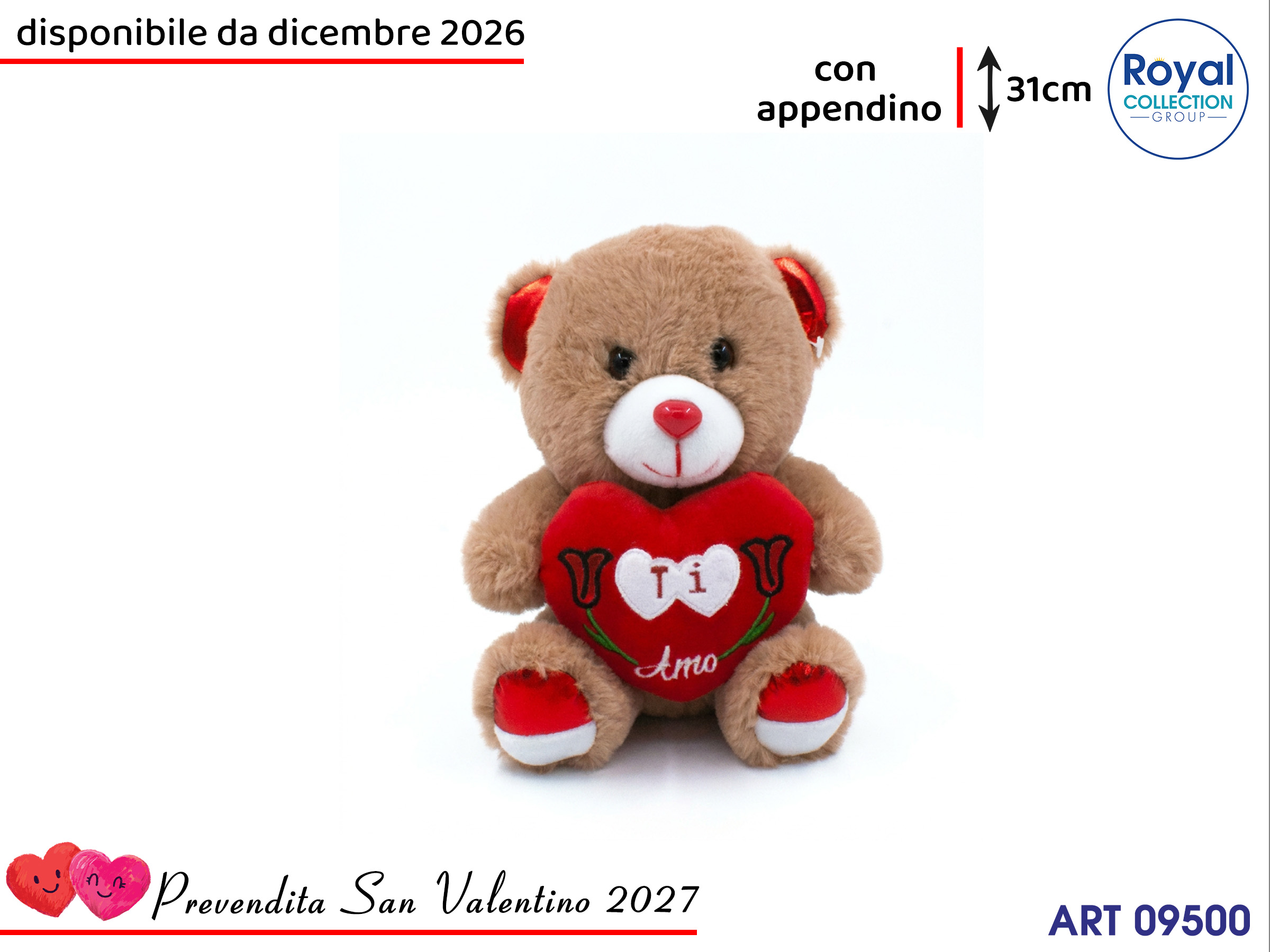 Pl3048 3 Orso Peluche Ti Amo  Cm 31