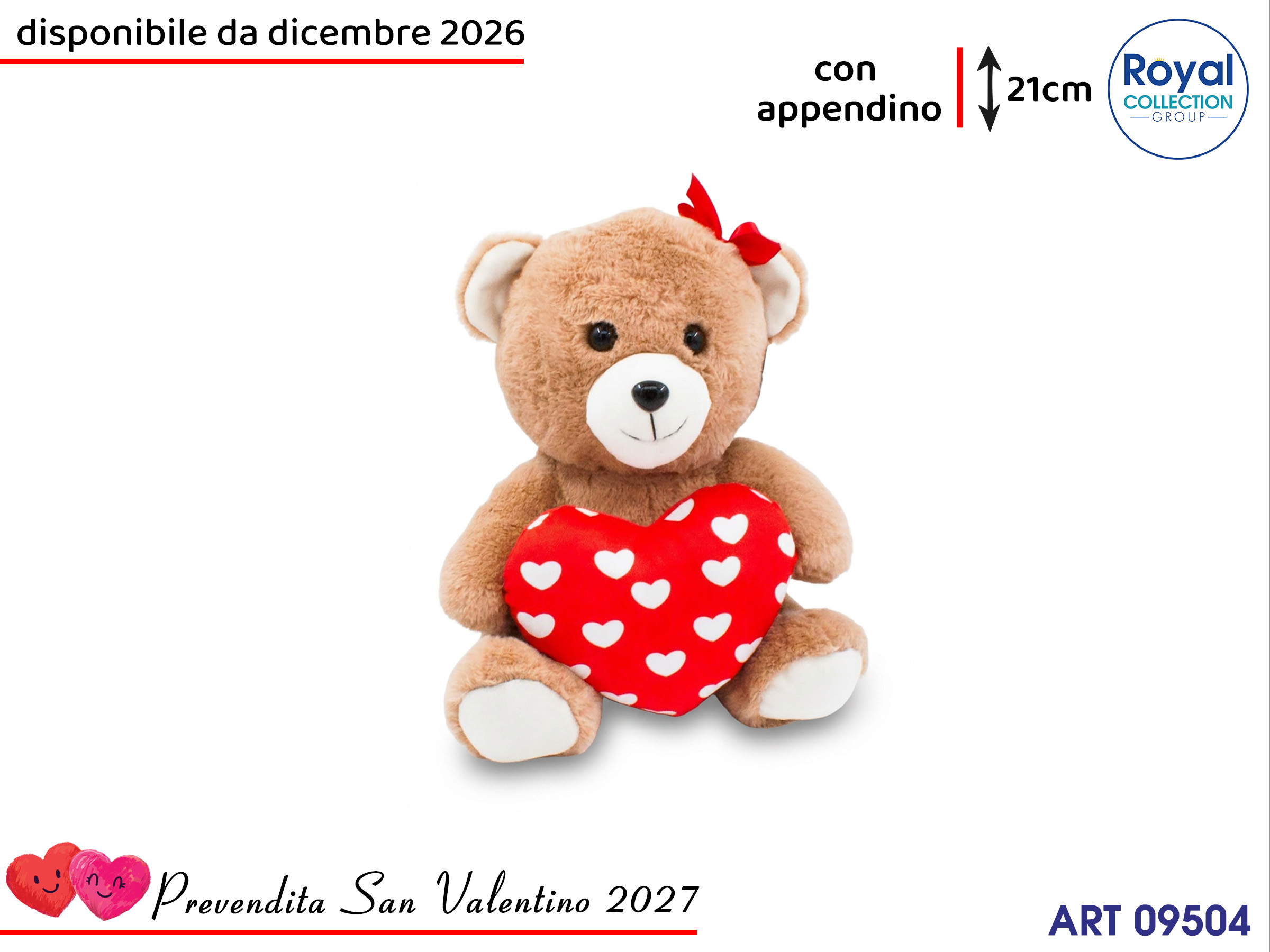 Pl3049 2 Orso Peluche Cuoricini  Cm 21