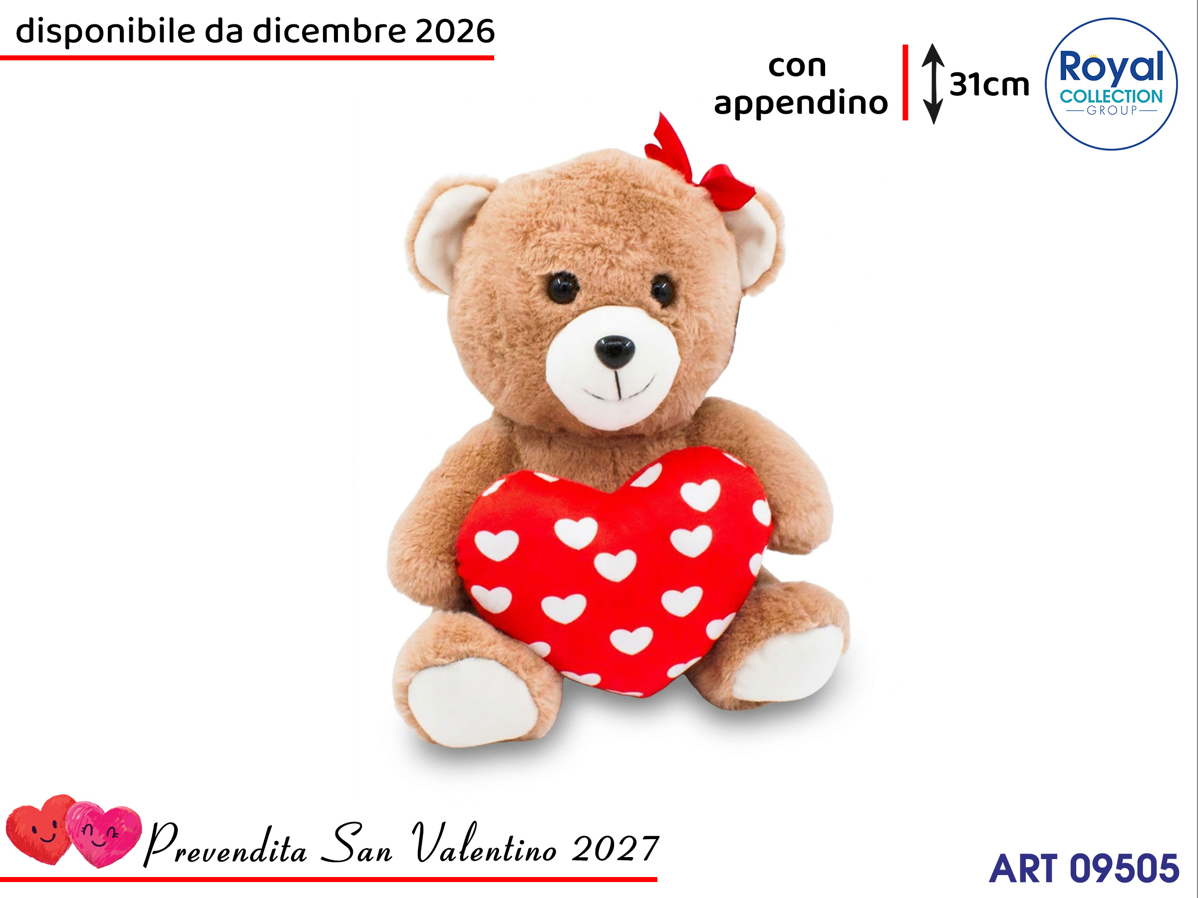 Pl3049 3 Orso Peluche Cuoricini  Cm 31