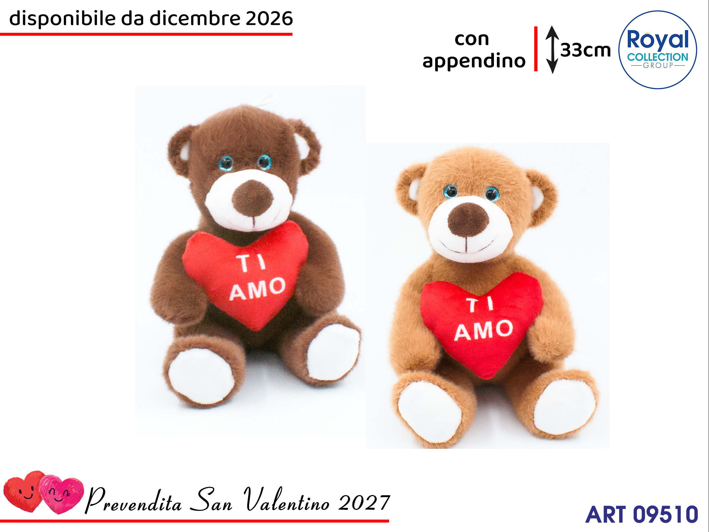 Pl3050 3 Orso Peluche Ti Amo Cm 33