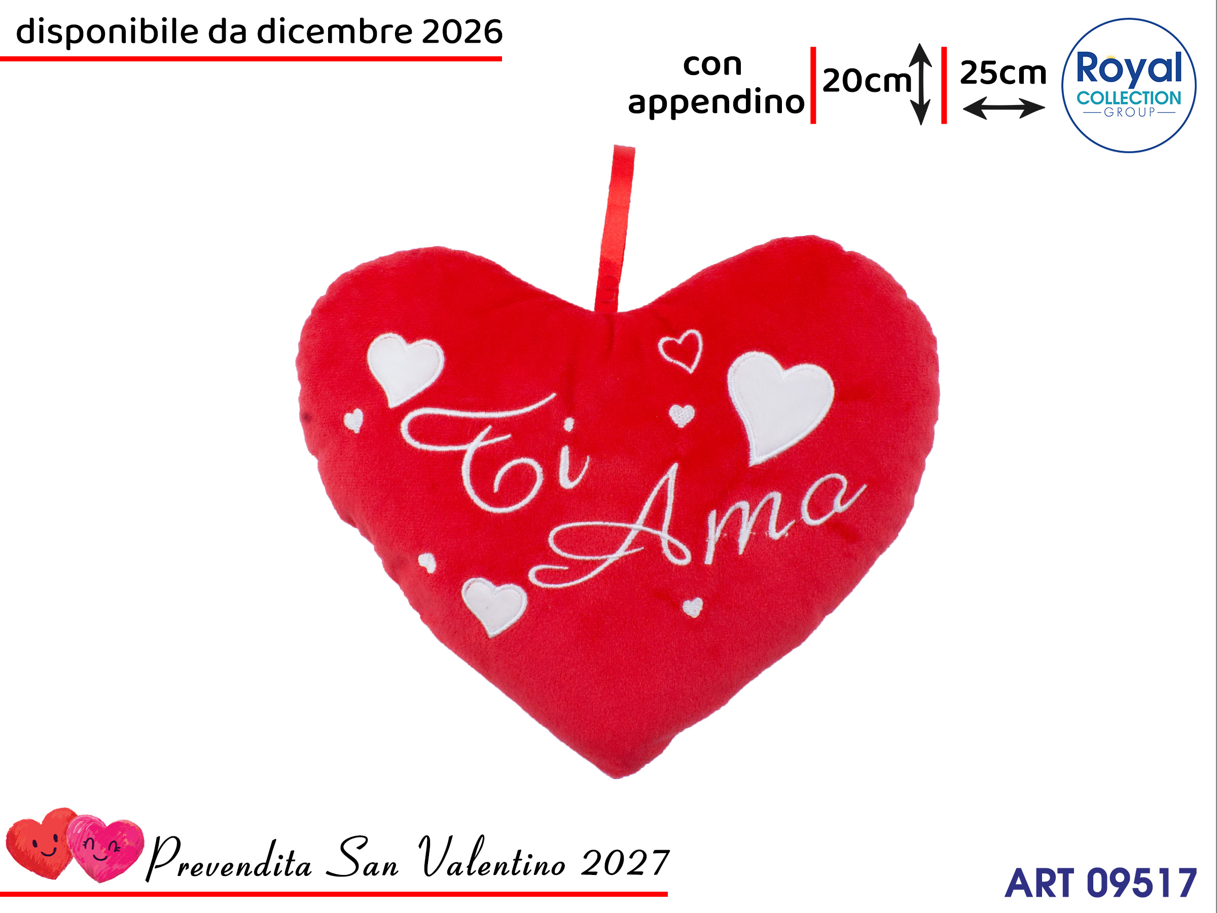 Pl3053 1 Cuore Peluche Ti Amo Cm 25