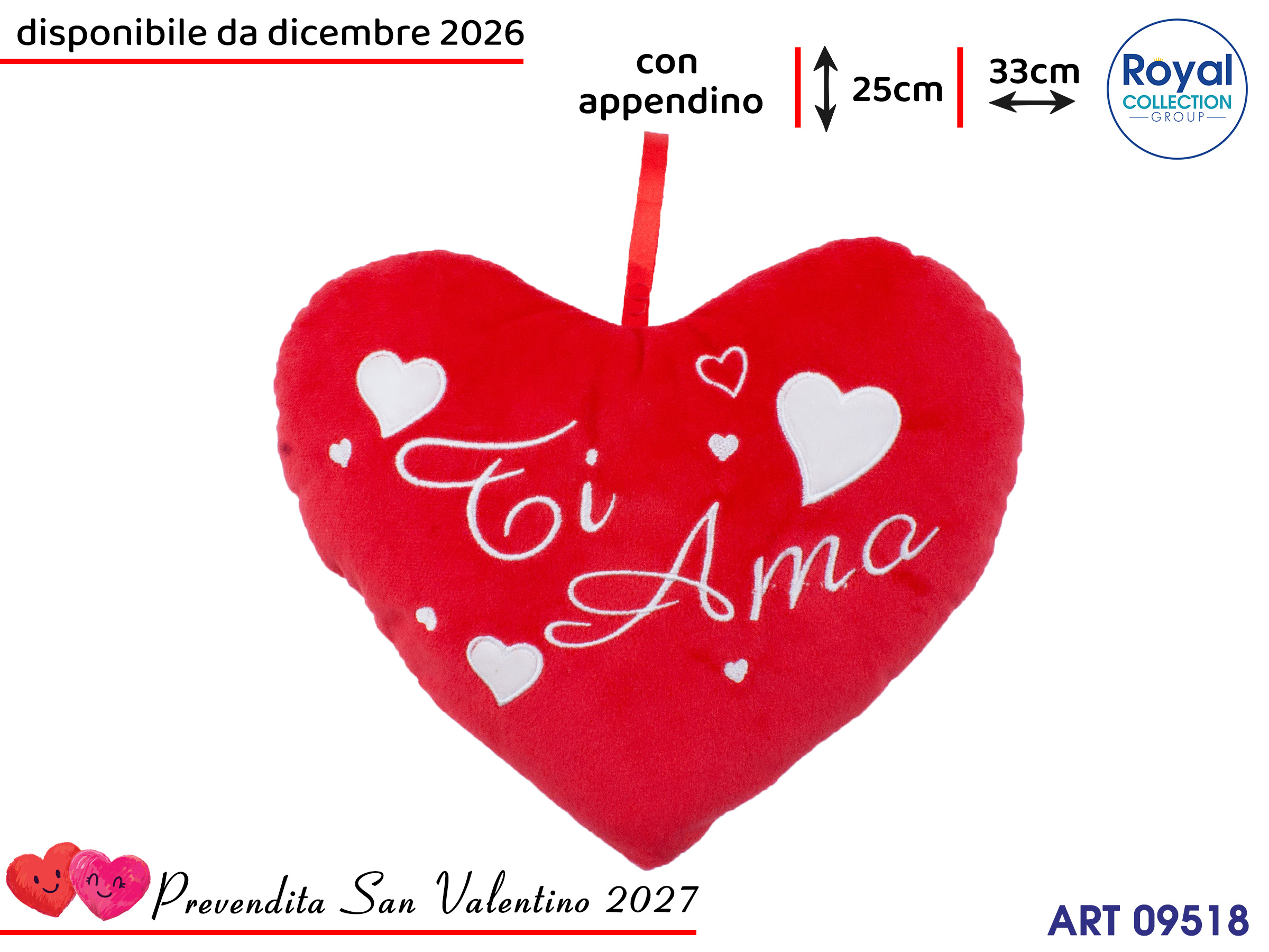 Pl3053 2 Cuore Peluche Ti Amo Cm 33