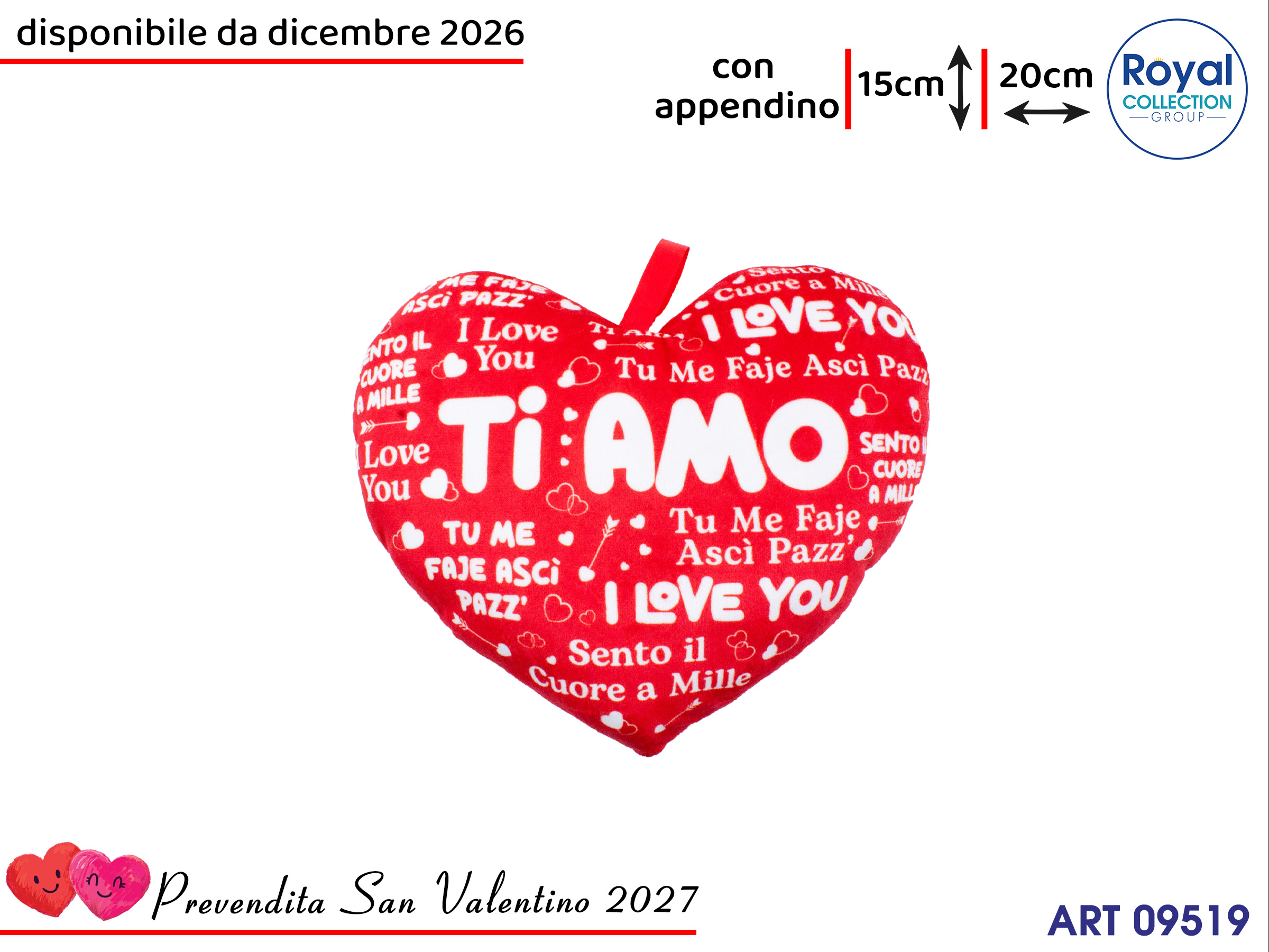 Pl3054 1 Cuore Rosso Peluche  Cm 20