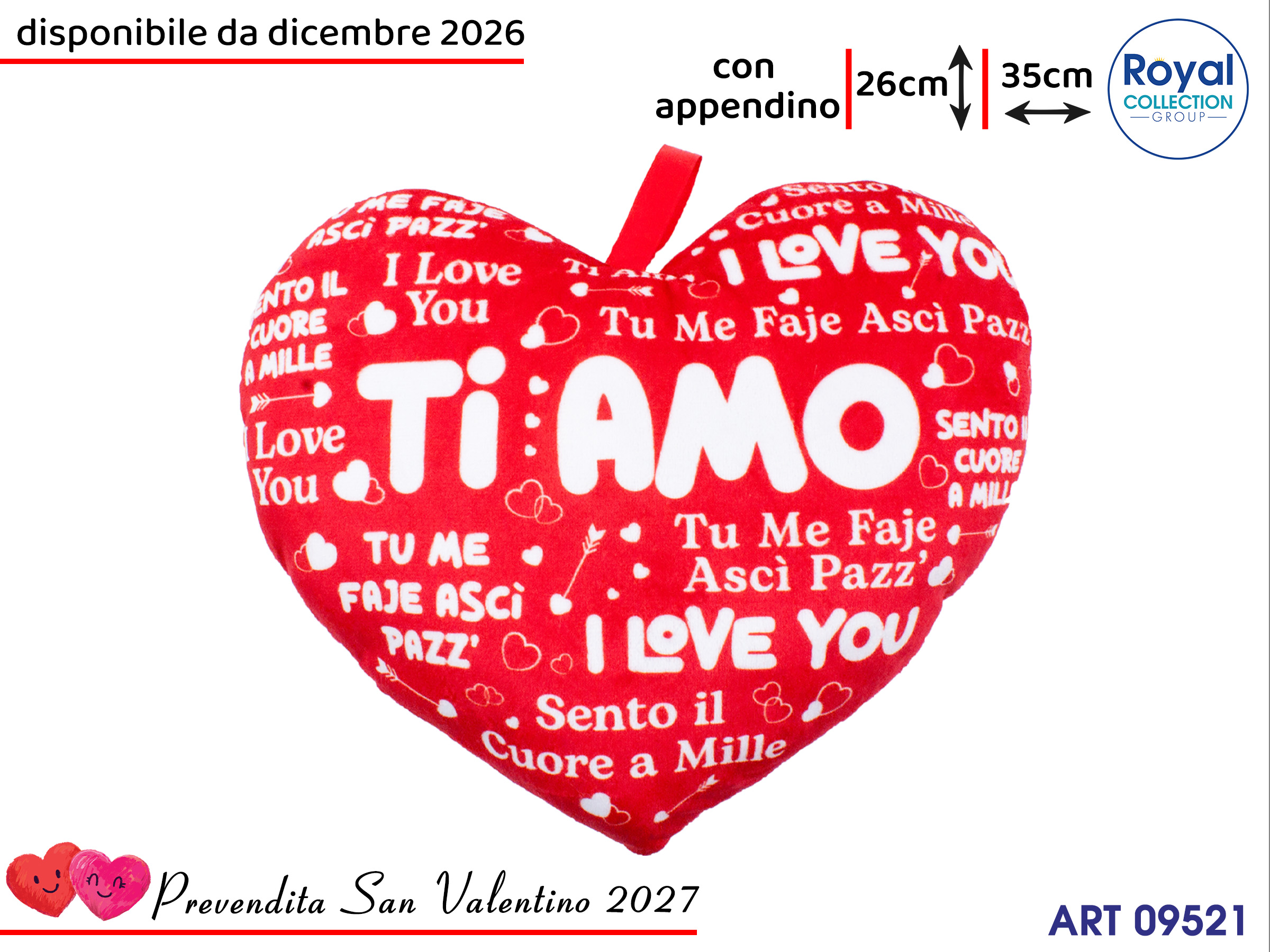 Pl3054 4 Cuore Rosso Peluche  Cm 35