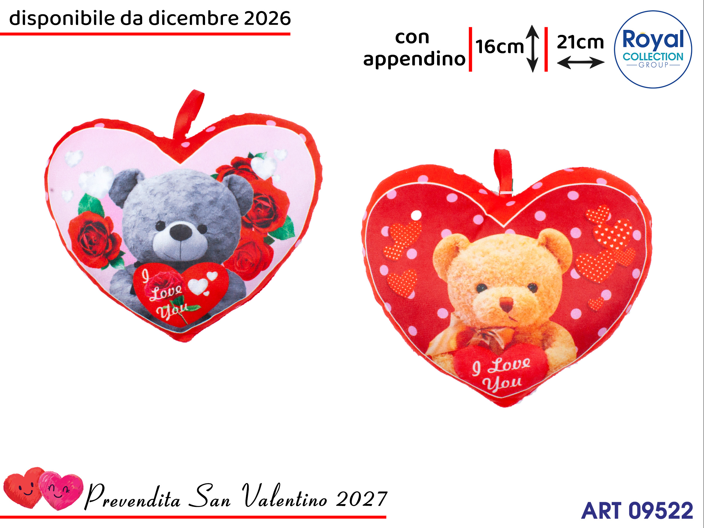 Pl3055 1 Cuore Rosso Orsetti Innamorati  Cm 21