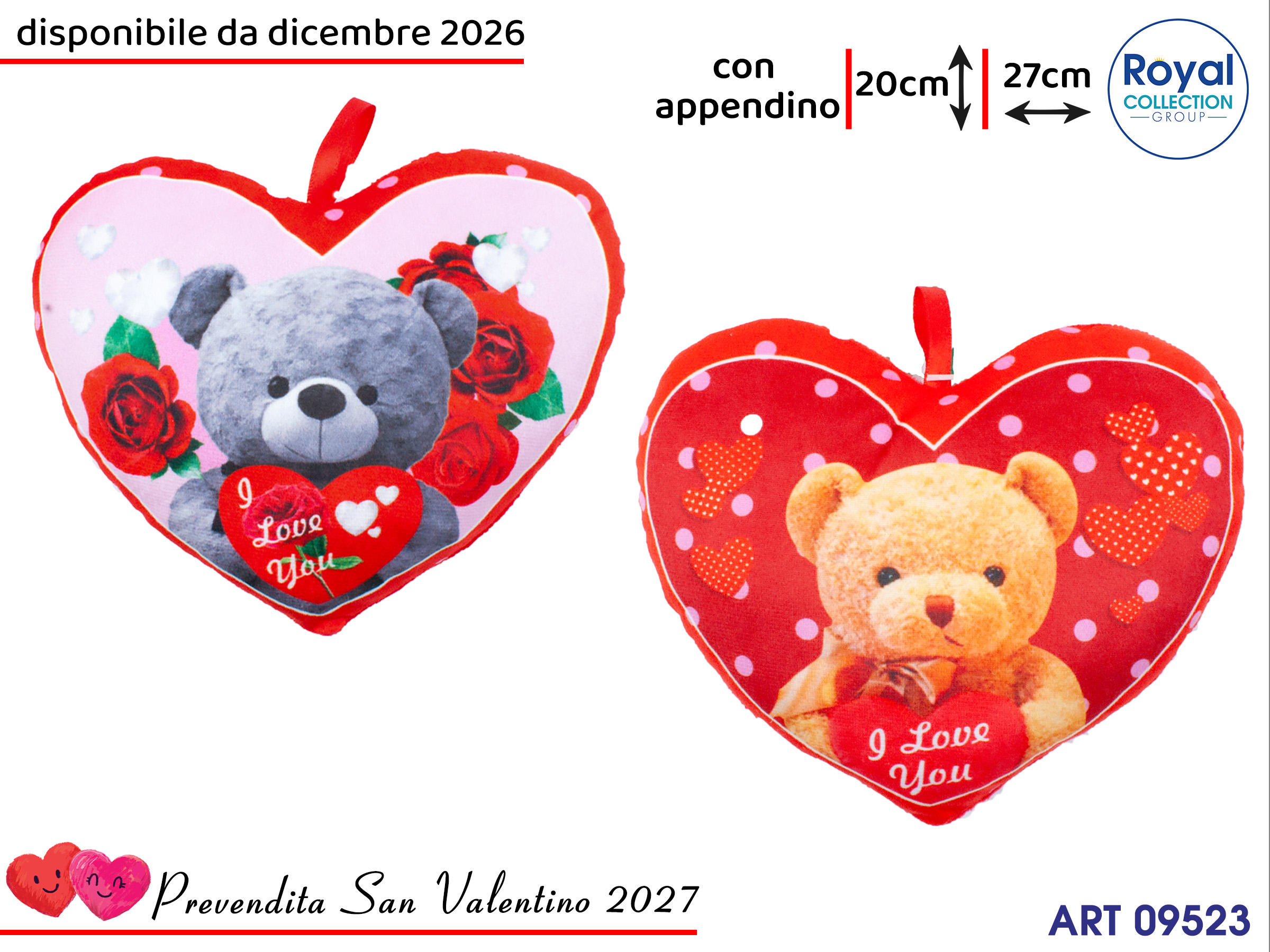 Pl3055 2 Cuore Rosso Orsetti Innamorati  Cm 27