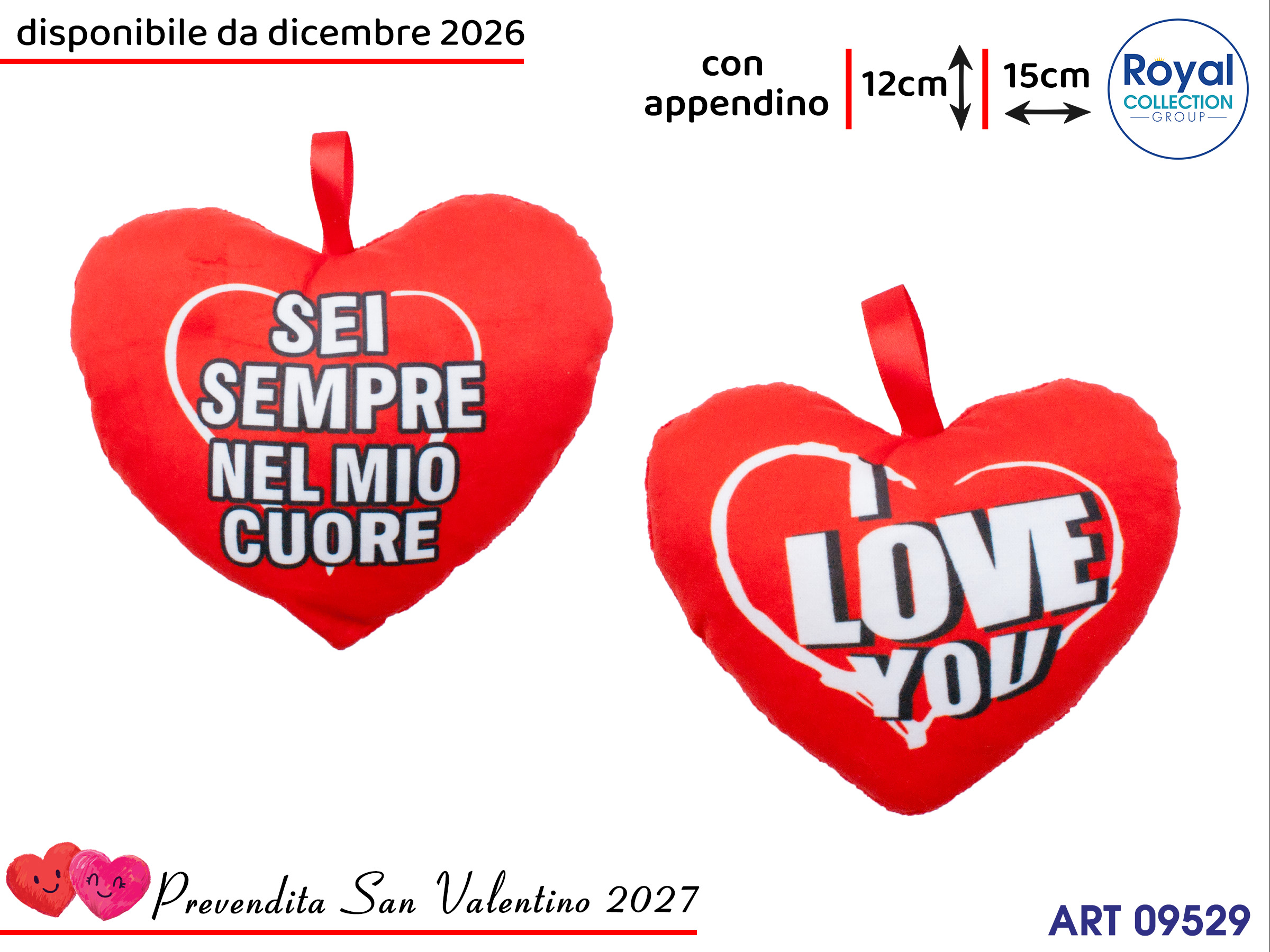 Pl3058 2 Cuore Peluche Innamorati Cm 15